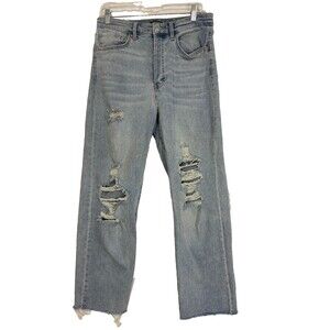 Wild Fable Women's Highest Rise Str Leg Distressed Jeans Cropped Light Wash Sz 8